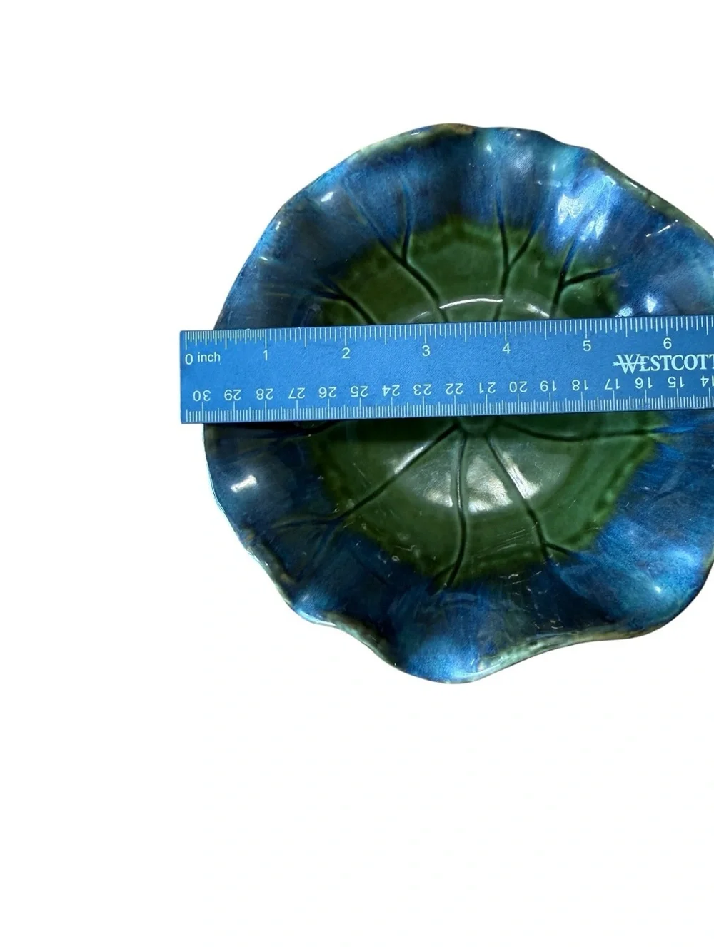Biltmore Inspirations Iridescent Teal/Green Ruffle Decorative Bowl 7